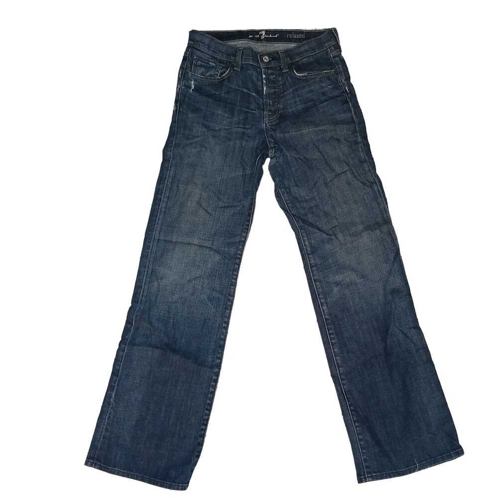 7 for All Mankind SFAM Vintage Y2K Relaxed Distressed Blue Denim Dojo Jeans 29
